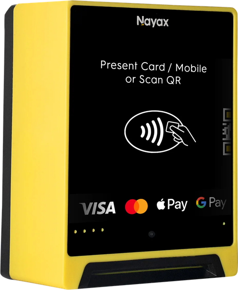Nayax Bezahlterminal mit Kartenleser und QR-Code-Scanner